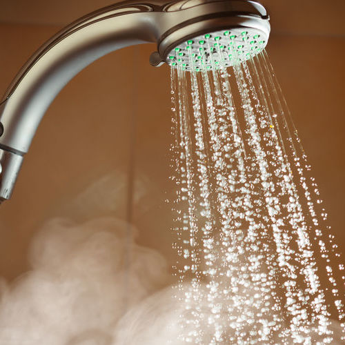 A Shower Spraying Hot Water