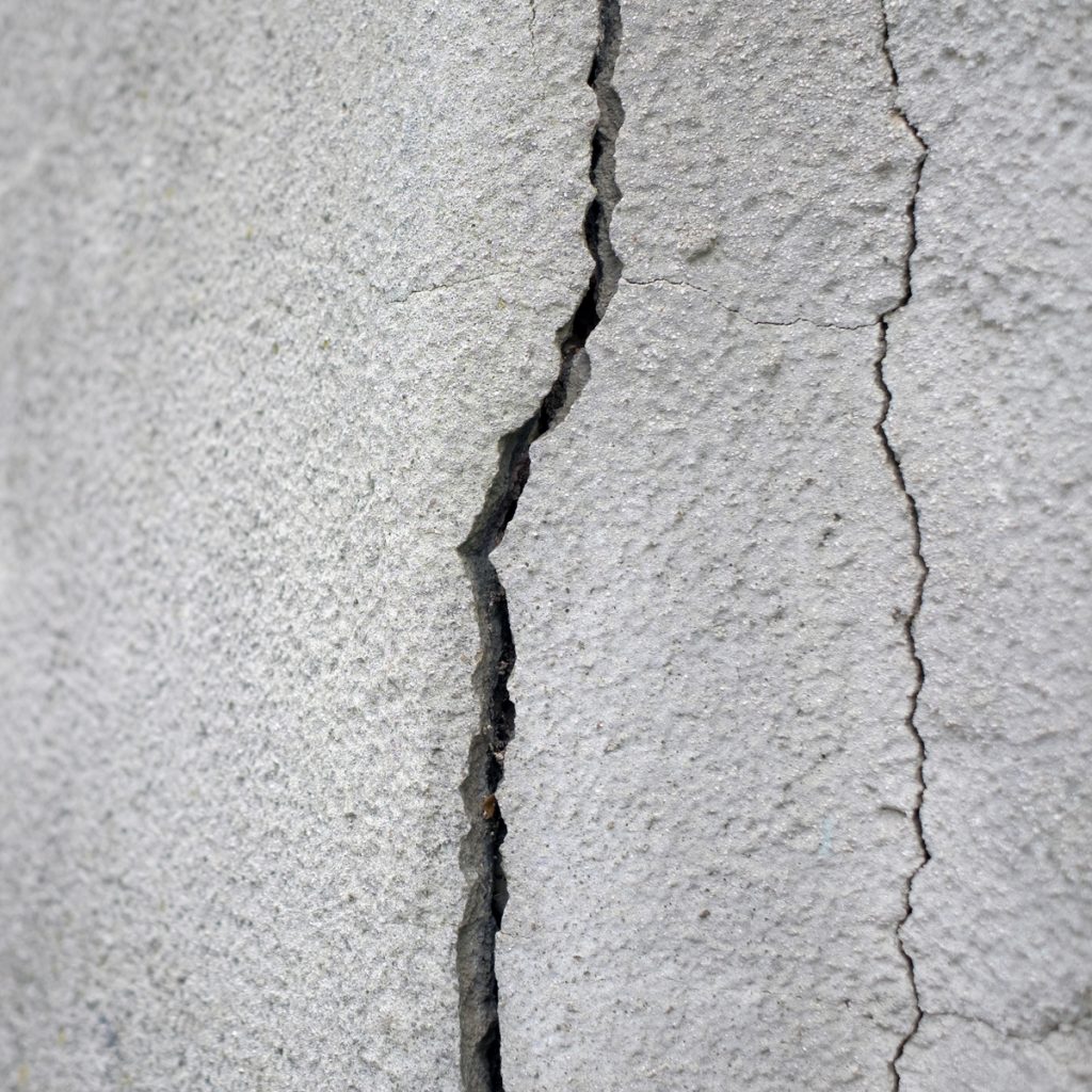 cracks through a slab due to a leak